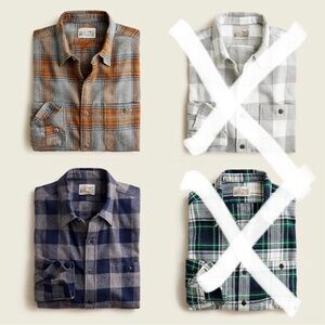 J. Crew Men's Plaid Button Down Shirt - Orange and Gray